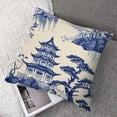 thumbnail image 7 of Acheng  Chinoiserie Trees House Tower Blue Throw Pillow Cover,Cushion Case Outdoor Decoration for Sofa Couch Farmhouse  Set of 2(Two Sides Print) 24x24in, 7 of 7