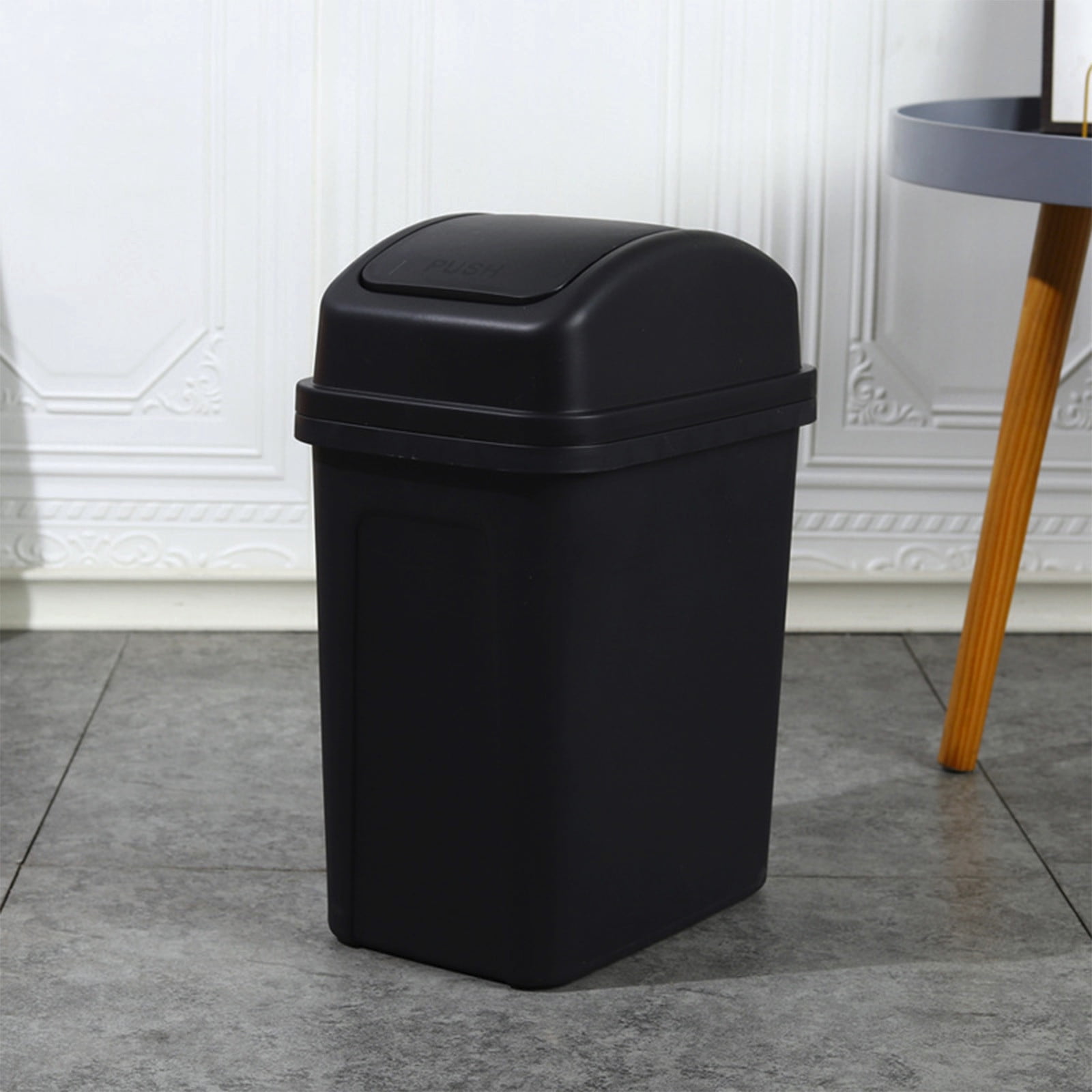Blueek 4.5 Gallon Trash Can With Swings Top Lid Plastic Garbage Bin For Bathroom Office Bedroom Living Room Black Free Size