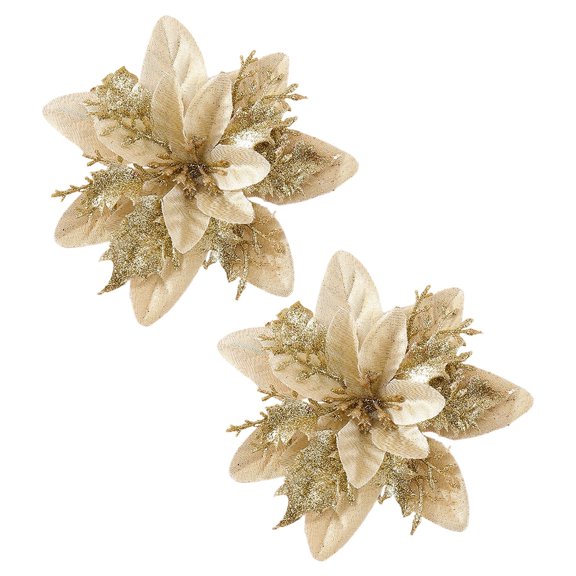 ZZyuan Christmas Artificial 3 Layer Glitter Stereo Simulation Ornaments Christmas Decorations For Christmas Tree Wreath Garland Box Holiday Xmas Home Decor 2 Pack