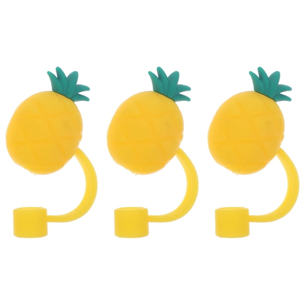 GOOHOCHY 3 tapas reutilizables para pajitas con diseño de frutas de dibujos animados