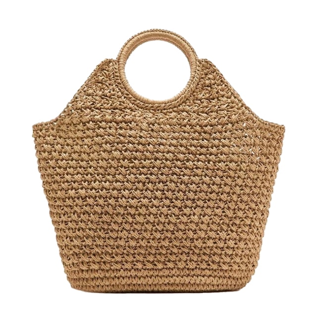 Bolso de paja para mujer, tejido a mano, grande, informal, tipo hobo, para playa, para uso diario, viajes a la playa