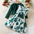 thumbnail image 4 of NAISIBABY Kids Girls Dresses, Sleeveless Floral Dress and Long Sleeve Knit Cardigan Casual Party Dresses 2-Piece Green 6T, 4 of 9