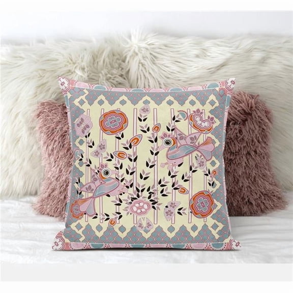 Amrita Sen Designs CAPL648FSDS-BL-20x20 20 x 20 in. Pond Peacock Suede Blown & Closed Pillow - Multi Color