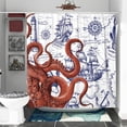 thumbnail image 2 of Blue Nautical Octopus Shower Curtain Set Funny Ocean Kraken Shower Curtains for Bathroom Cool Octopus Decor Polyester Fabric-72" x 72", 2 of 6