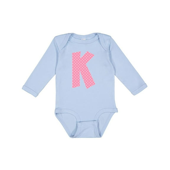 Inktastic Pink and White Polka Dots Letter K Boys or Girls Long Sleeve Baby Bodysuit