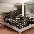 thumbnail image 4 of Rustic Western Twin Bed Sheets For Men,Southwestern Aztec Sheet Set Bohemian Bedding Set Mexican Style Geometric Diamond Farmhouse Fitted Sheet Brown Black White Flat Sheet 1 Pillow Case, 4 of 5