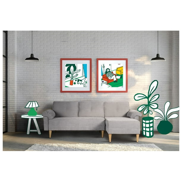 Sala Modular Reversible De Velvet Gris Claro Modelo Sergey