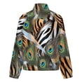 thumbnail image 6 of Jackets for Women Winter Coat Jackets Flannel Stand Collar Jacket(Peacock Zebra Vibrant Feathers Pattern,Size:S-4XL), 6 of 7