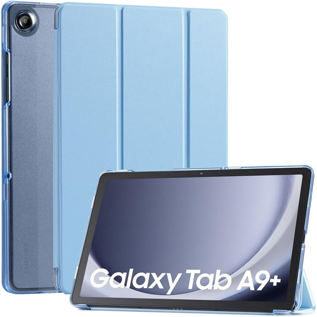 KOMI Étui pour Samsung Galaxy Tab A9 Plus 2023, Étui Rigide Mince avec Support, Couverture Intelligente de Protection avec Fonction de Mise en Veille/réveil Automatique pour Samsung Galaxy Tab A9 + Tablette 10,9 Pouces, Bleu Pâle