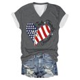thumbnail image 2 of Fiudx Camisetas para Mujer Top de Manga Corta con Cuello En V Estampado Del Día de La Independencia para Mujer Top/Camisa de Manga Corta con Cuello En V, 2 of 3