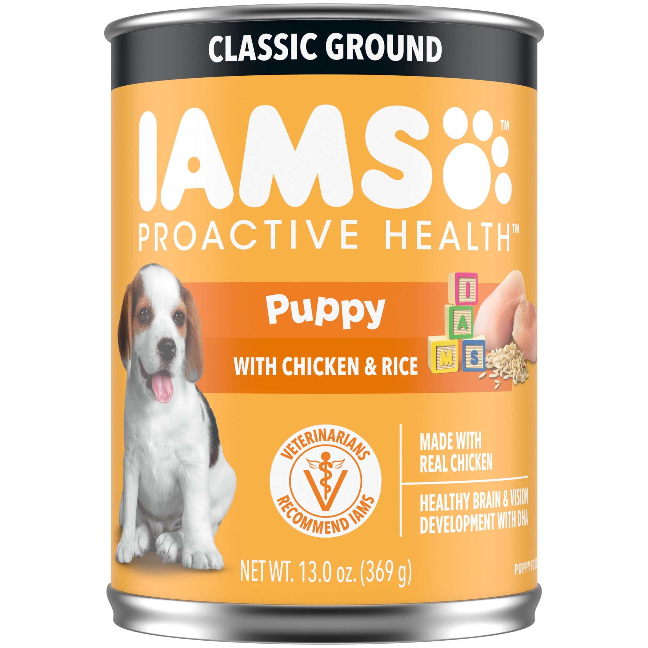 (12 pack) IAMs Proactive Health Puppy Wet Dog Food Classic Ground with Chicken and Rice, 13 oz. Can