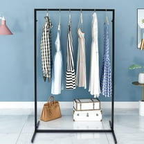 Loyalheartdy Industrial Pipe Garment Rack Black Freestanding Clothes Rack Storage Hanging Stand Clothing Display Holder 51" Tall