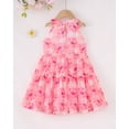 thumbnail image 4 of Kids Girls Clothes Little Girl Floral Dress 6Y Girls Summer Dress 7Y Girls Sleeveless Halter Dress Rose Red, 4 of 10
