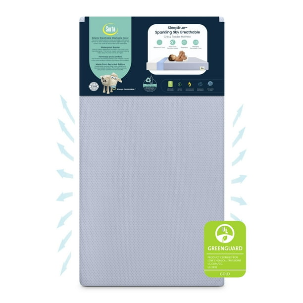 Serta SleepTrue Sparkling Sky Breathable Baby Bed Crib Mattress and