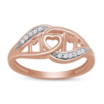 AFFY 0.01CT Natural White Diamond "MOM" Ring in 14K Rose Gold over Sterling Silver-8