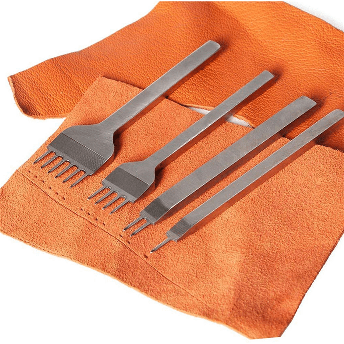 18Pcs 1/2/4/6 DIY Diamond Lacing Stitching Chisel Set Leather Edge Skiving DIY Craft Tool, (4mm)
