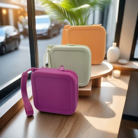 sunsanly Silicone Storage Bag with Wrist Strap Square Shape Zipper Closure Waterproof Portable Keys Earphone Lipstick Cards Storage Pouch Samll Item Organizer
