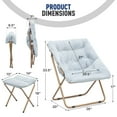 thumbnail image 2 of OSM Square Saucer Chair with Ottoman, Furry Cozy Seat for Teens Adults with Gold Metal Frame & Non-Slip Pad, Oversized Room Chair for Bedroom, Living Room & Dorm (Light Blue), 2 of 10