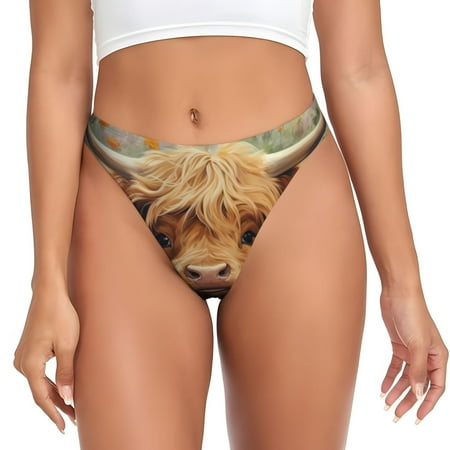 Sigee Cute Floral Cow for Women s G-String Panty  Low Rise  Soft Lace Perfect for Everyday Wear or Special Occasions-Large