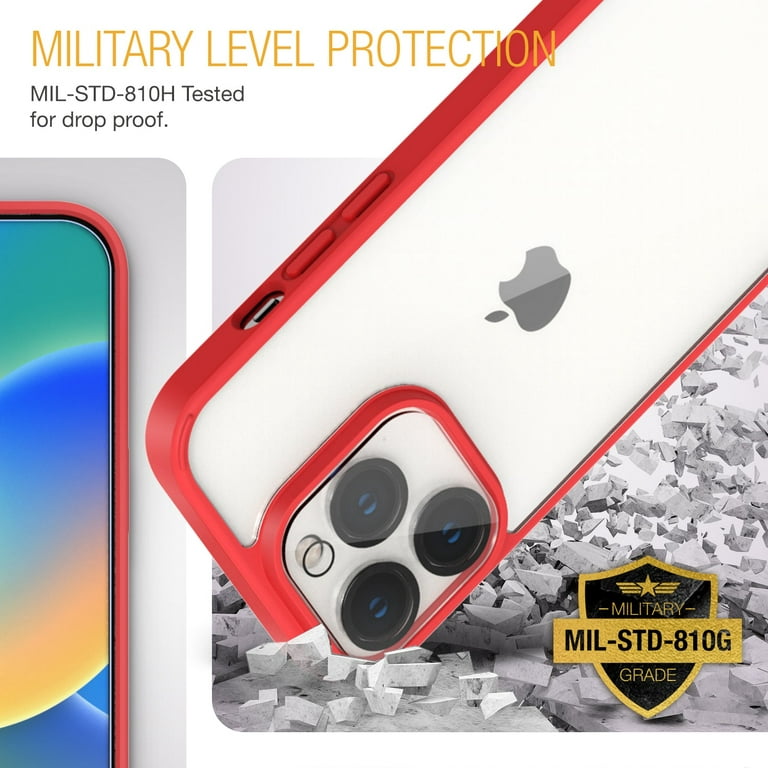 XClear (6 in 1 Bundle) for iPhone 14 Pro Max : 3-Pack Screen Protector & 2  Pack Camera Lens Protector & 1pc Clear Case - Red 