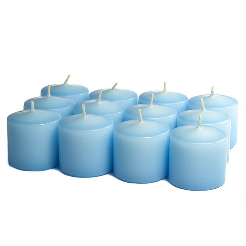 Unscented Light Blue Votives 15 Hour Votive Candles Pack 12 per box 1.