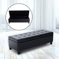 thumbnail image 2 of HomCom Large 51" Tufted Faux Leather Ottoman Storage Bench - Black, 2 of 7