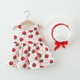 thumbnail image 4 of YANHAIGONG 1-4 Years Summer Strawberry Tutu Dresses for Girls,Sleeveless Princess Dresses for Girls,Loose Round Neck Backless Birthday Party Dresses Flower Bow Sundress with Straw Hat Set, 4 of 9