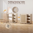 thumbnail image 4 of Folding Sewing Machine Table with Rattan Door & Storage - Natural Wood Craft Table for Living Room, Bedroom, or Office - Compact & Mobile Design (177 Chars), 4 of 7