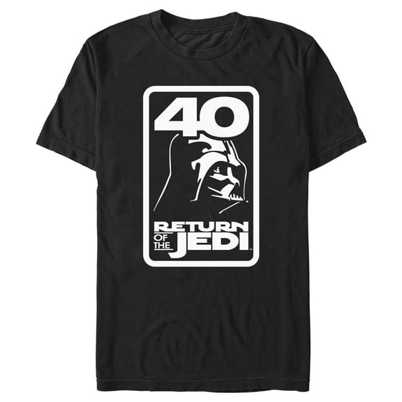 Men's Star Wars: Return of the Jedi Return of the Jedi Darth Vader 40 Logo Black and White Graphic Tee Black Large