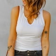 thumbnail image 2 of Youmylove Tank Top For Women Elegant Solid Color Sleeveless V Neck Knit Ribbed Top Casual Summer Tank Blouse Loose Fit Tunic Blouse, 2 of 7