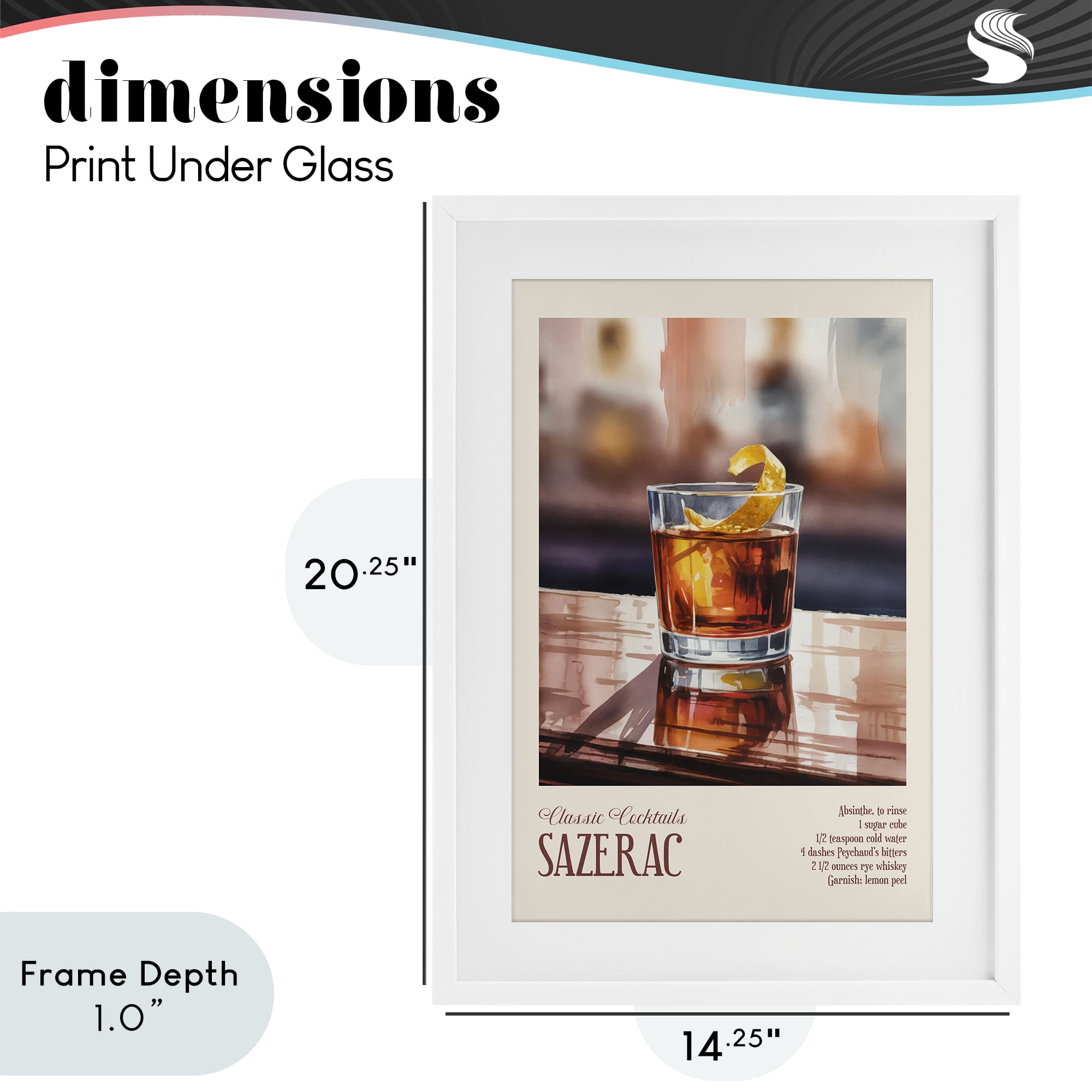 Stupell Industries Sazerac on Reflective Surface White Framed Print Under Glass, design by Andreas Magnusson