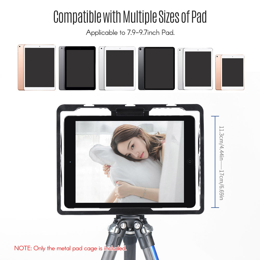 7.9-9.7inch Size RuleaxA Ulanzi U-PAD Metal Video Cage Mount Vlog Filmmaking Rig for iPad with Cold Shoe Mounts for Microphone LED Video Light 