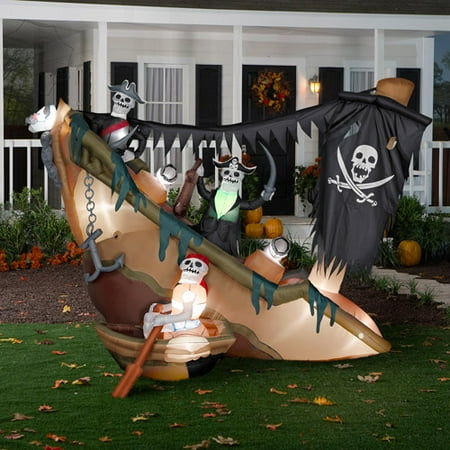 Gemmy Industries Airblown Skeleton Pirates Shipwreck Halloween Decoration
