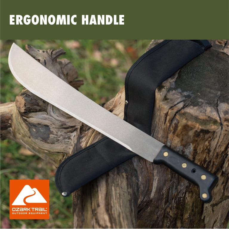 Ozark Trail Machete with Sheath, 18-inch High Carbon Steel Blade