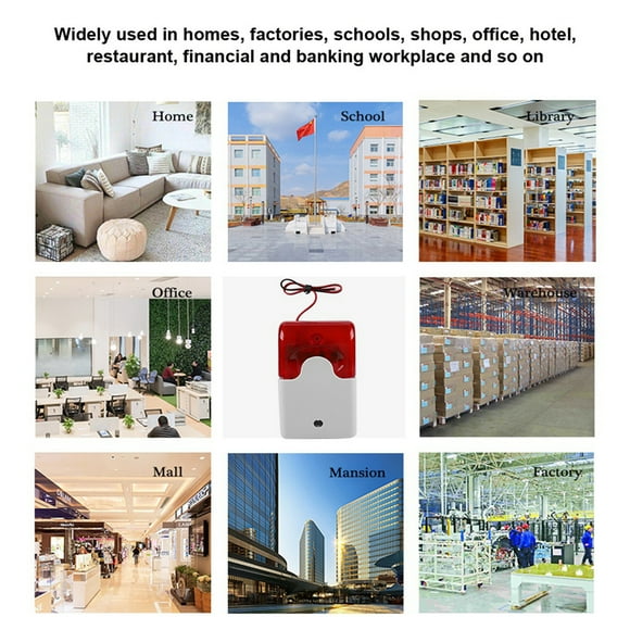 12V Wired Strobe Siren Sound Alarm Strobe Red Light Sound Siren Home Security Alarm System Horns Sirens