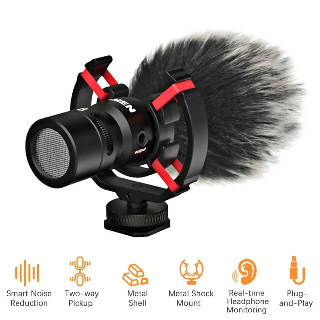Microphones,Real-time 3.5mm With Super Noise Reduction Noise Reduction Real-time On-camera Two-way With Metal Mount 3.5mm With Metal Mic-08 On-camera Reduction Real-time 3.5mm F Qisuo