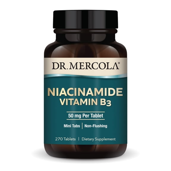 Dr. Mercola Niacinamide Vitamin B3-50 mg per Tablet - Supports Metabolic Health - Non-Flushing - Mini Tabs - Non-GMO, Gluten-Free & Soy-Free - 270 Servings (270 Tablets)