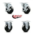 thumbnail image 2 of 4 Inch Hard Rubber Wheel Swivel Top Plate Caster Set with 2 Brake 2 Rigid SCC, 2 of 2