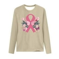 thumbnail image 3 of Cxenplz Women's Breast Cancer Awareness T-Shirts Cute Pink Ribbon Graphic Print Tees Tops Fall Casual Long Sleeve Crew Neck Dressy Shirts, 3 of 4