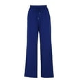 thumbnail image 5 of CLOISE Pull on Wide Leg Pants for Women Casual Wide Leg Pants With Pocket Pants High Waisted Stretchy Wide Leg Pants Pull On Capri Lounge Pants Pull On Wide Leg Pants Blue, 5 of 7