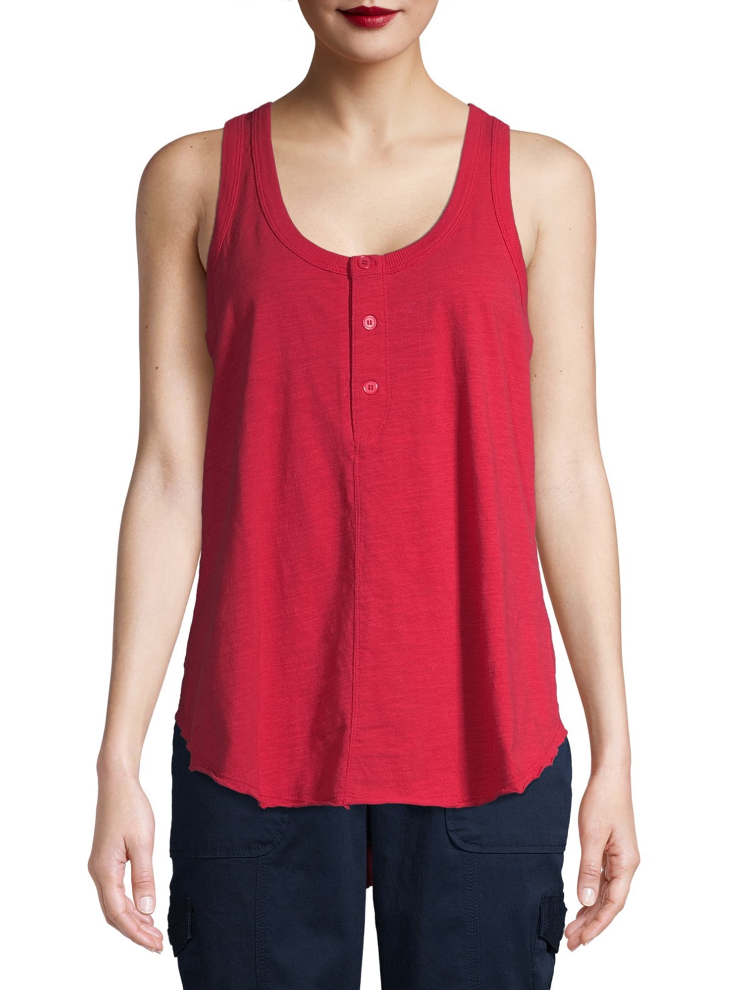 Time and Tru Time and Tru Women's Sleeveless Henley Tank Top