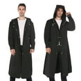 thumbnail image 3 of Hvyesh Men Black Waterproof Long Raincoat Rain Coat Hooded Trench Jacket Outdoor Hiking, 3 of 9