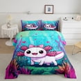 thumbnail image 2 of Castle Fairy Kids Teens Kawaii Bow Axolotl Twin Comforter Sets,Sea Salamander Bedding Set, 2 of 7