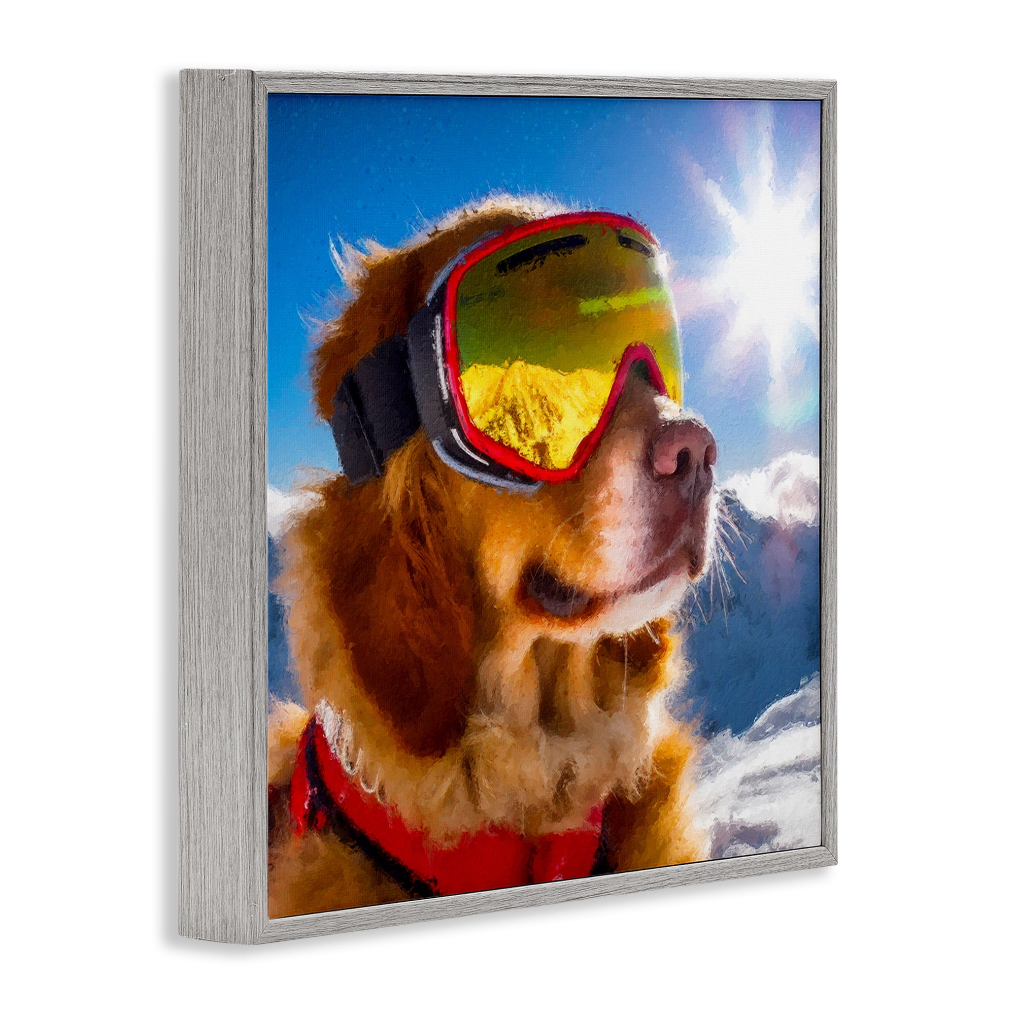 Stupell Industries Ski Goggles Retriever Gray Framed Giclee Art, design by Sean Parnell