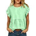 thumbnail image 2 of Sheghy Summer Tops for Women 100%Cotton Women's Casual Spring Summer Solid Crew Neck Short Sleeve T-Shirt Top, 2 of 9