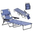 thumbnail image 2 of Outsunny 4-level Reclining Back Outdoor Chaise Lounge Chair, Reading Hole Include Tanning Chair, Gray, 2 of 9