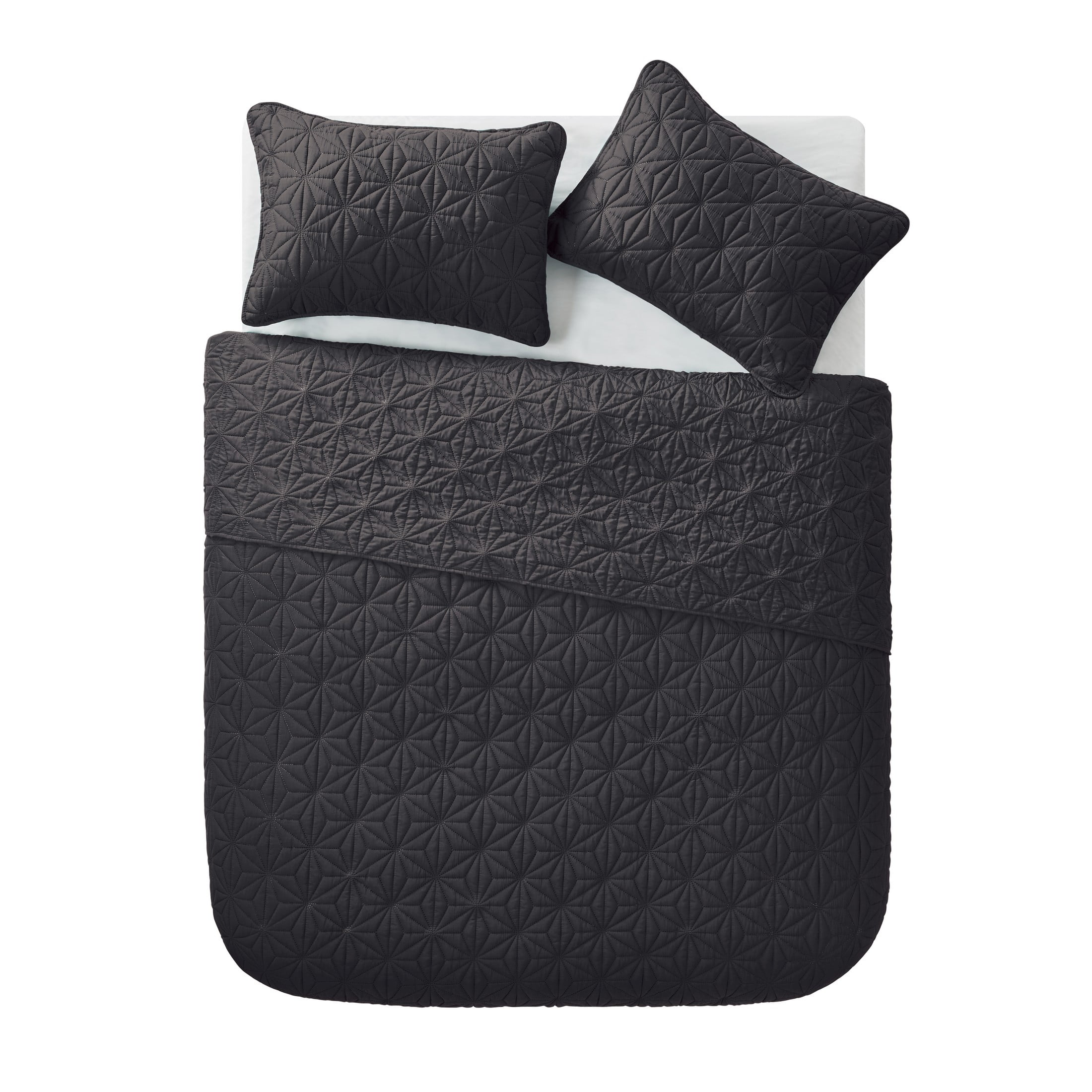 VCNY Home Kaleidoscope 3-Piece Grey Geometric Quilt Set, Full/Queen, Adult, Unisex