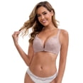 thumbnail image 5 of DARING DIVA Lace Front Closure Deep V-Neck Wirefree Bra 38C Pink, 5 of 6