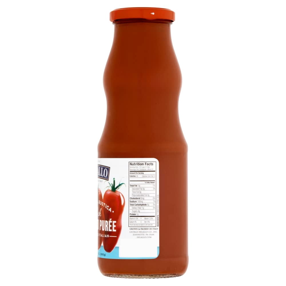 DeLallo Passata Rustica Rich Tomato Pure, 24oz Jar, 6-Pack