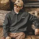 thumbnail image 3 of Polo clásico de estilo americano vintage para hombre, camiseta de manga larga de peso pesado para primavera y otoño, sudadera versátil con cuello redondo, 3 of 4